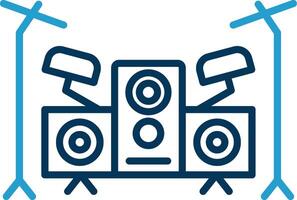 Drum Set Line Blue Two Color Icon vector