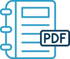 pdf línea azul dos color icono vector