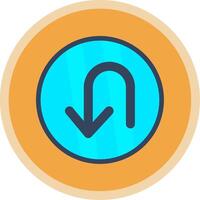 U Turn Flat Multi Circle Icon vector