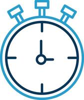 detener reloj línea azul dos color icono vector