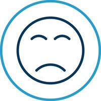 Sad Face Line Blue Two Color Icon vector