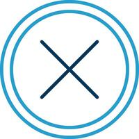 Cross Line Blue Two Color Icon vector