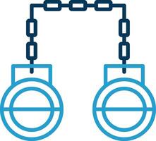 Handcuffs Line Blue Two Color Icon vector