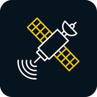 Satellite Line Yellow White Icon vector