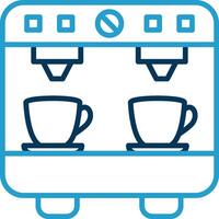 café máquina línea azul dos color icono vector