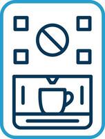 café máquina línea azul dos color icono vector