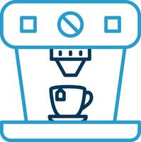 café máquina línea azul dos color icono vector