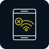 No Wifi Line Yellow White Icon vector