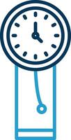 reloj línea azul dos color icono vector