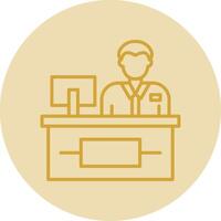 Cashier Line Yellow Circle Icon vector