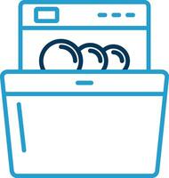 Dish Washing Line Blue Two Color Icon vector