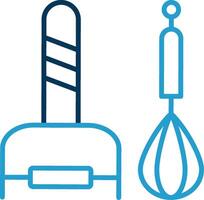 cocina utensilios línea azul dos color icono vector