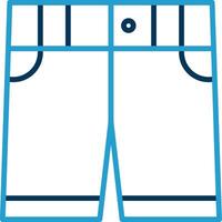 pantalones cortos línea azul dos color icono vector