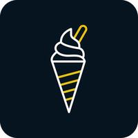 Ice Cream Line Yellow White Icon vector
