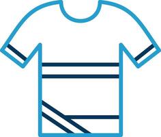 camisa línea azul dos color icono vector