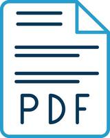 pdf línea azul dos color icono vector