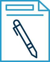 Pen And Paper Line Blue Two Color Icon vector