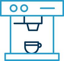 Coffee Machine Line Blue Two Color Icon vector