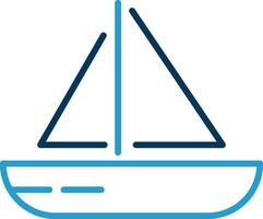 Sailing Boat Line Blue Two Color Icon vector