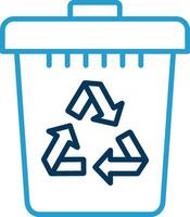 Recycle Bin Line Blue Two Color Icon vector