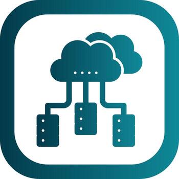 repartido base de datos glifo degradado esquina icono vector