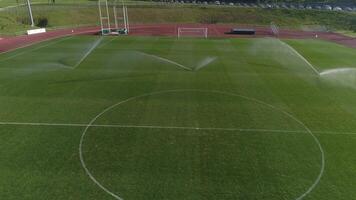 Soccer Field Irrigation Aerial View video