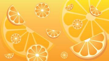 Floating background image of orange slices.Applicable for advertising. vector