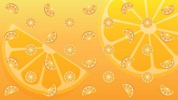 Floating background image of orange slices.Applicable for advertising. vector