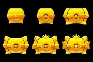 The mystery golden chest. Level UP icons for UI 2D game vector