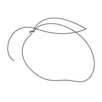 Continuous single one line drawing mango fruit with leaf art vector