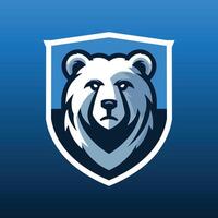 Stylized blue bear within a shield vector