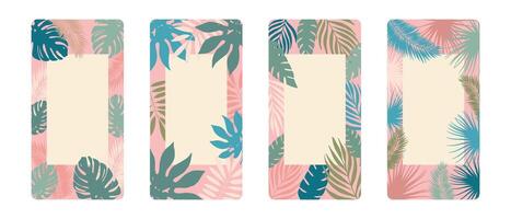 Abstract summer background with tropical leaves. vector