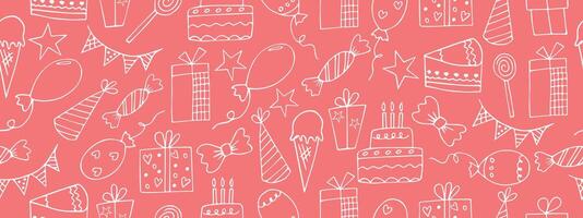 Seamless festive pattern for birthday, party design, with Doodle elements. vector