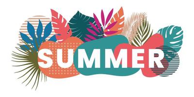 Summer exotic and tropical background design. Composition with palm leaves. vector