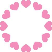 Round border with pink hearts . Circle of pink hearts isolated on white background . illustration vector