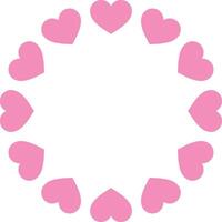 Round border with pink hearts . Circle of pink hearts isolated on white background . illustration vector