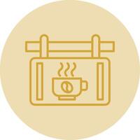 Cafe Signage Line Yellow Circle Icon vector