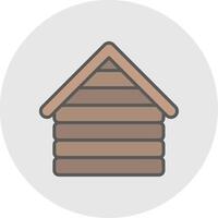 de madera casa línea lleno ligero icono vector