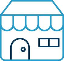 Market Place Line Blue Two Color Icon vector