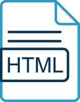 HTML File Format Line Blue Two Color Icon vector