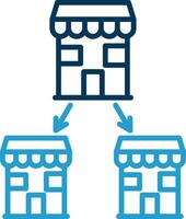 Chain Store Line Blue Two Color Icon vector