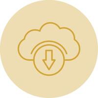 Cloud Services Line Yellow Circle Icon vector