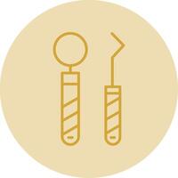 Dentist Tools Line Yellow Circle Icon vector