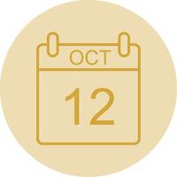 October Line Yellow Circle Icon vector