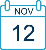 noviembre línea azul dos color icono vector