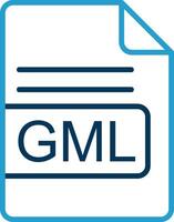 gml archivo formato línea azul dos color icono vector