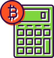 bitcoin calculadora lleno diseño icono vector