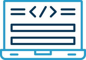 html código línea azul dos color icono vector