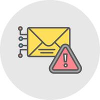 Warning Mail Line Filled Light Icon vector