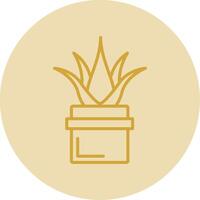 Aloe Vera Line Yellow Circle Icon vector